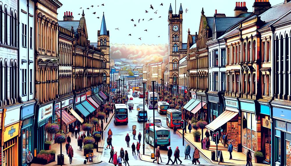 A vibrant street scene in Sheffield