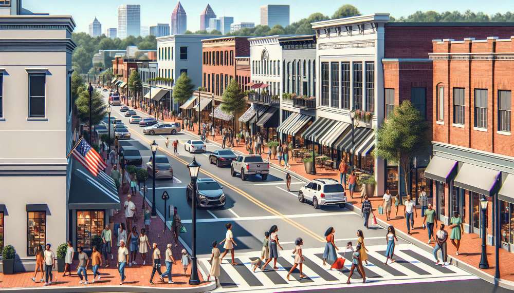 A vibrant street scene in Lawrenceville