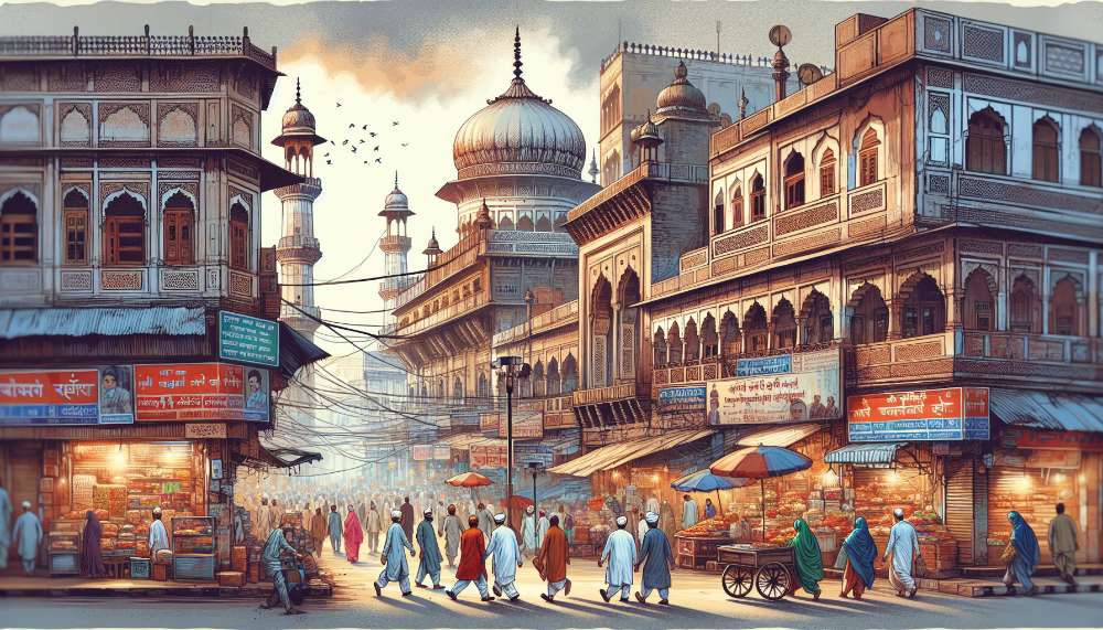 A vibrant street scene in Farukh Nagar