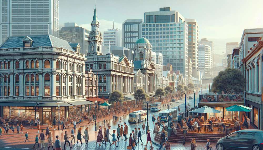 A vibrant street scene in Auckland