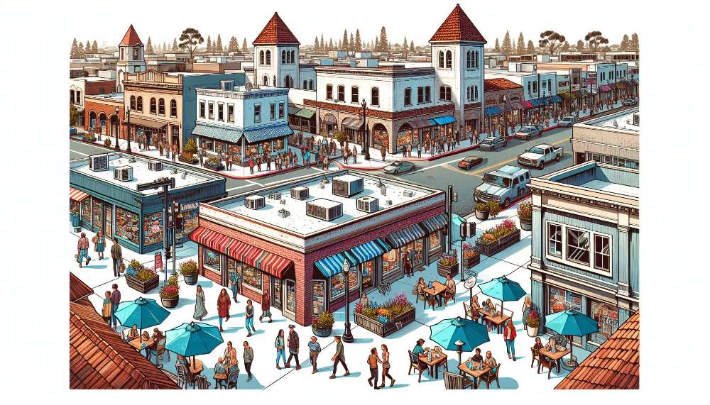 A vibrant street scene in La Mesa