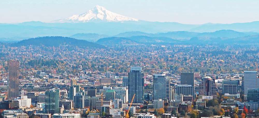 A vibrant street scene in Portland