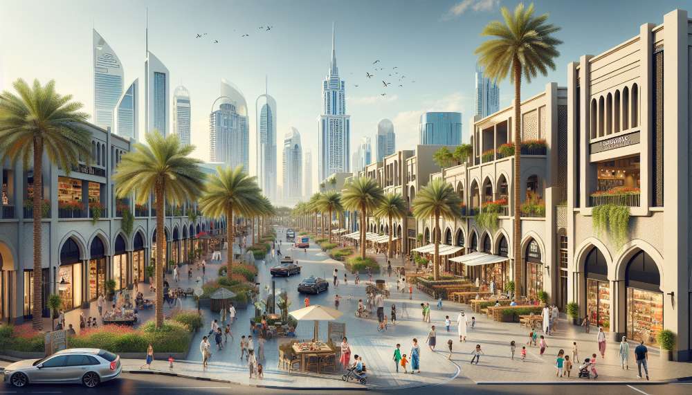 A vibrant street scene in Dubai