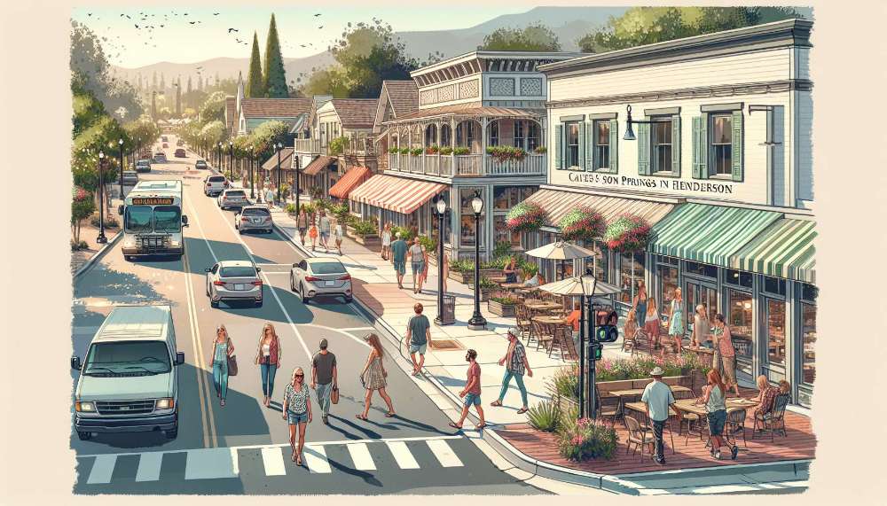 A vibrant street scene in Gibson Springs