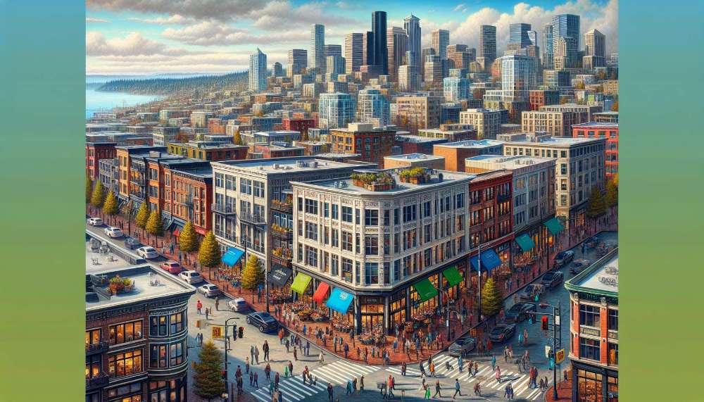 A vibrant street scene in Northwest Seattle