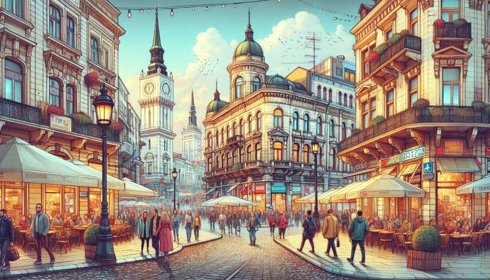 A vibrant street scene in Belgrade
