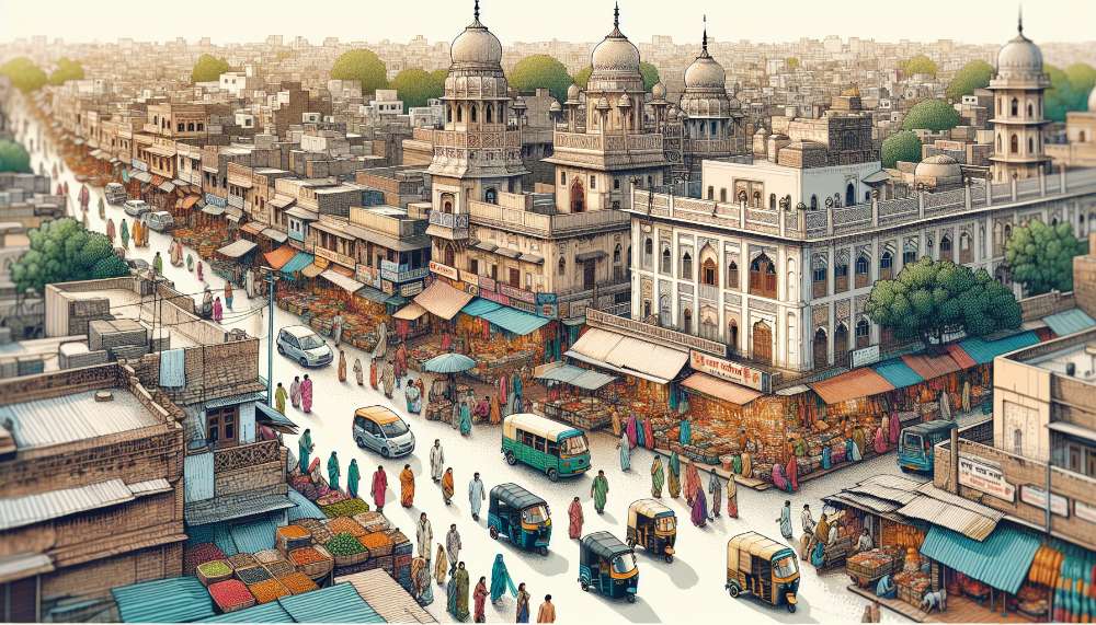 A vibrant street scene in Indore