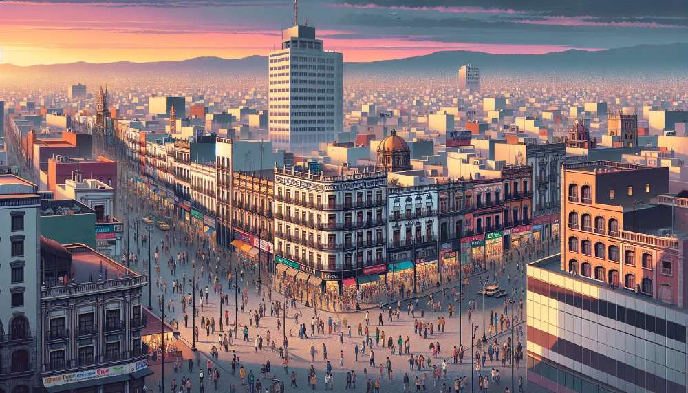 A vibrant street scene in Colonia Irrigacion