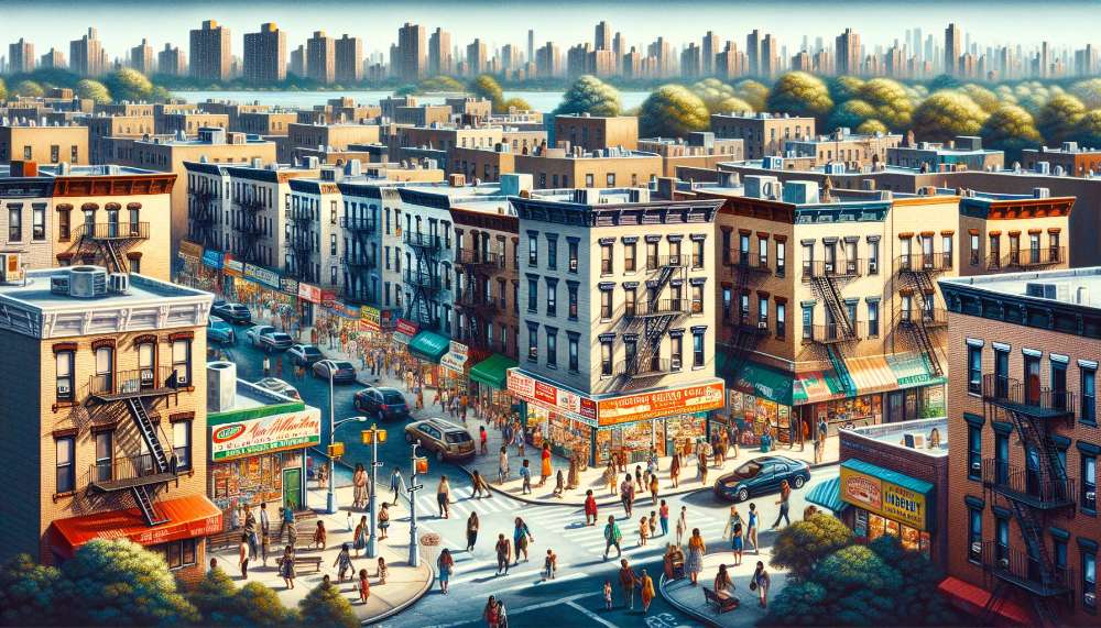 A vibrant street scene in Concourse Village