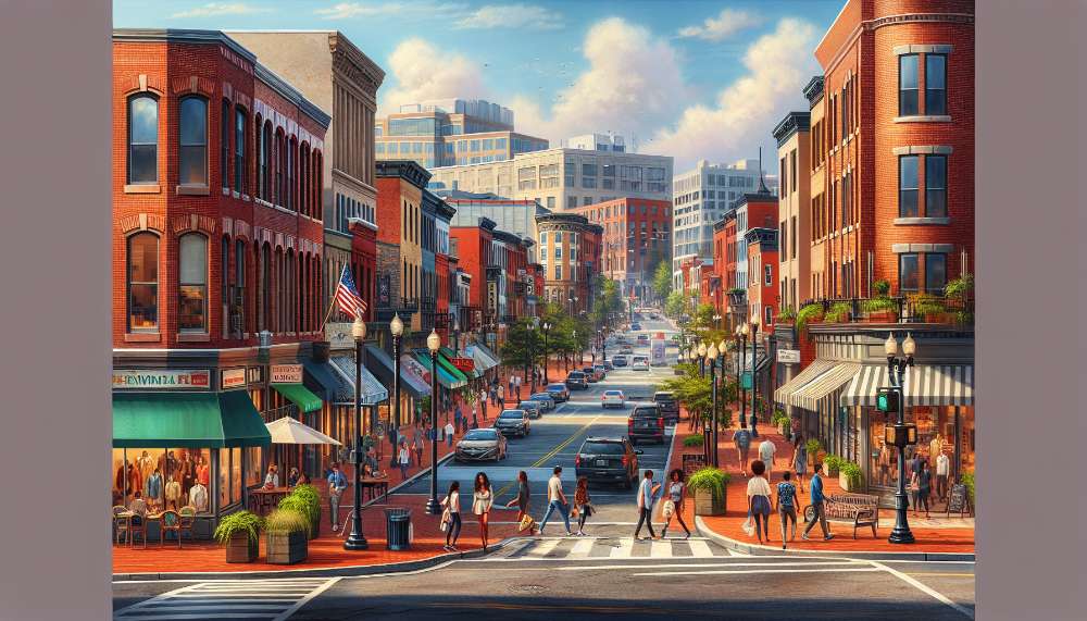 A vibrant street scene in Germantown