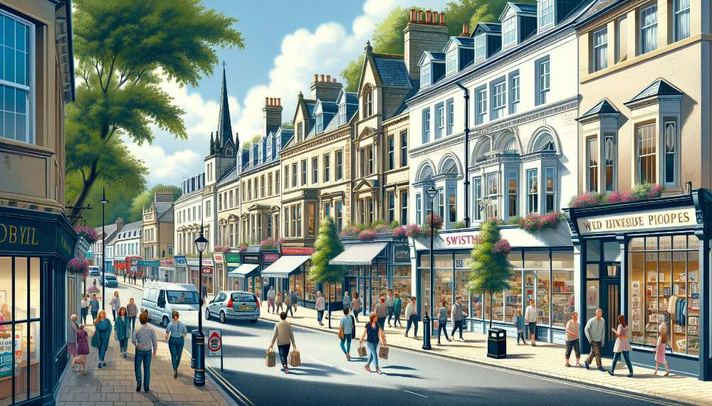 A vibrant street scene in Swindon