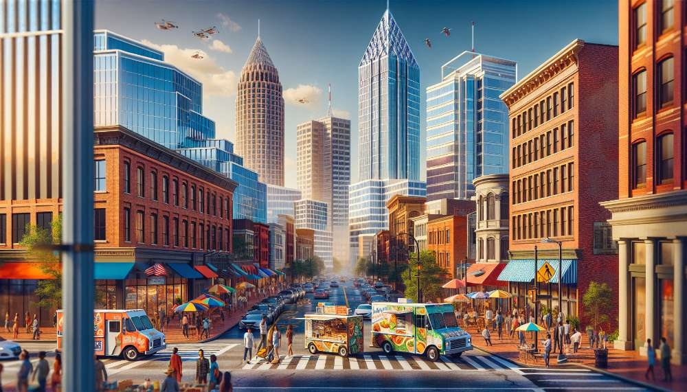 A vibrant street scene in Downtown Atlanta