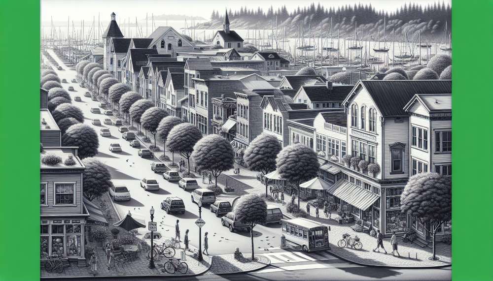 A vibrant street scene in Friday Harbor