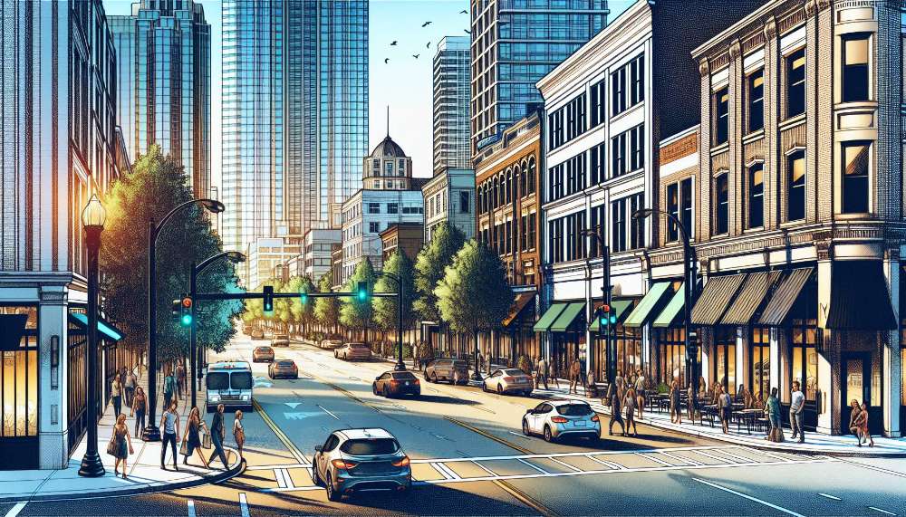 A vibrant street scene in Carey Park