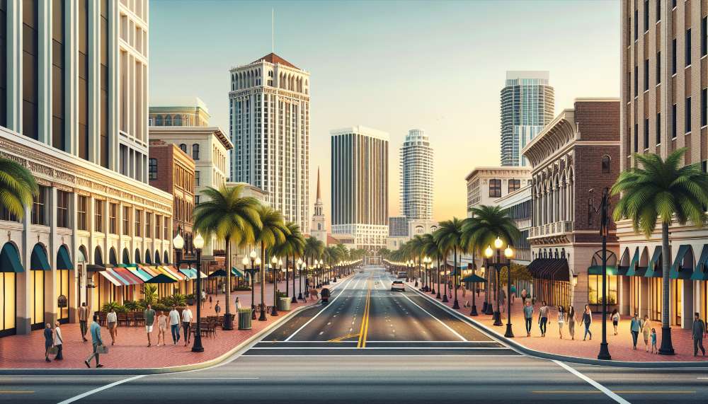 A vibrant street scene in Lakeland