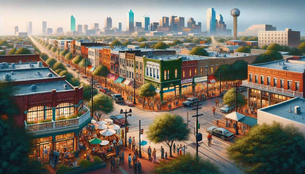 A vibrant street scene in Old East Dallas