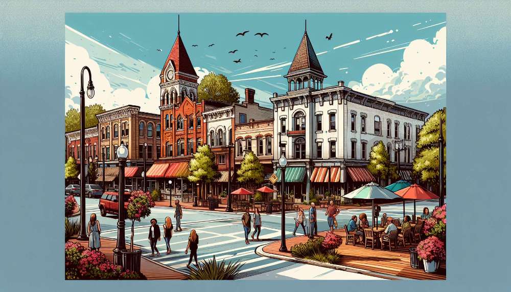 A vibrant street scene in Marietta