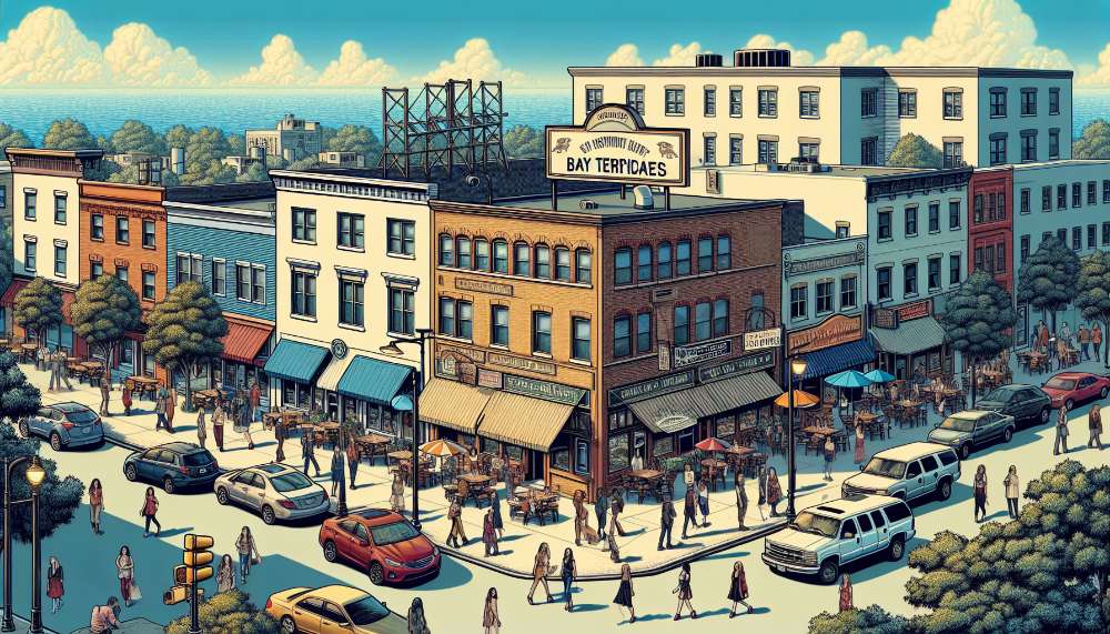 A vibrant street scene in Bay Terraces