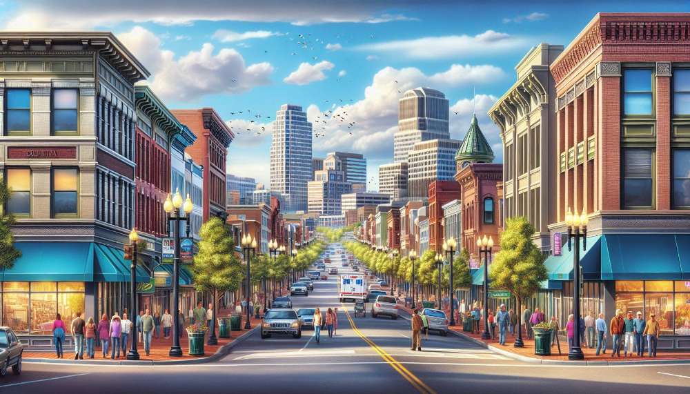 A vibrant street scene in Allendale Area