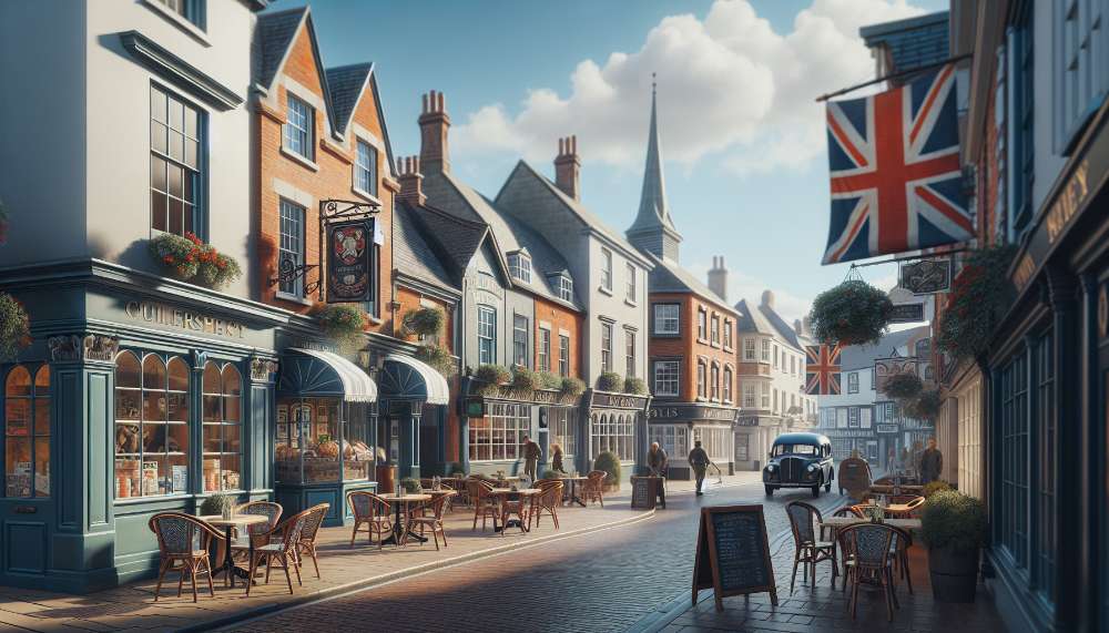 A vibrant street scene in Ledbury