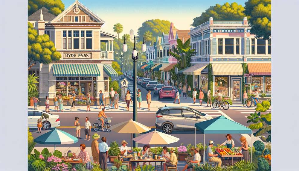 A vibrant street scene in Hyde Park