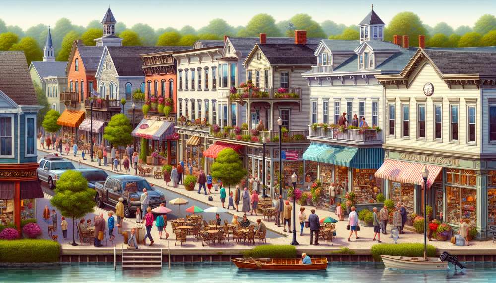 A vibrant street scene in Bay Shore