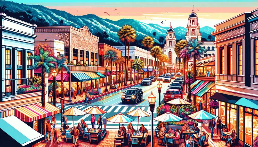 A vibrant street scene in Tustin