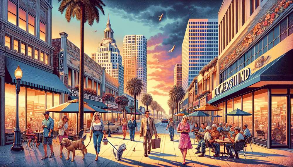 A vibrant street scene in Riverside