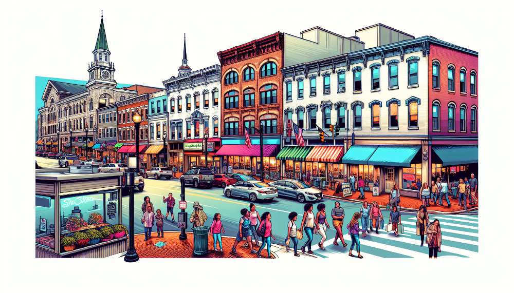 A vibrant street scene in Hagerstown