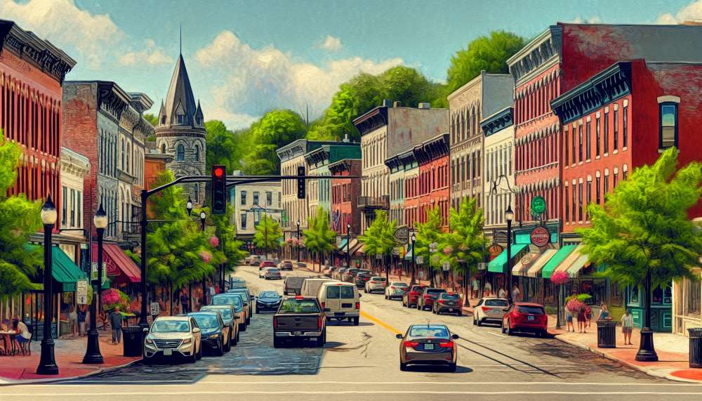 A vibrant street scene in North Adams