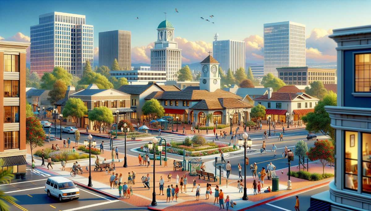 A vibrant street scene in Fountain Valley