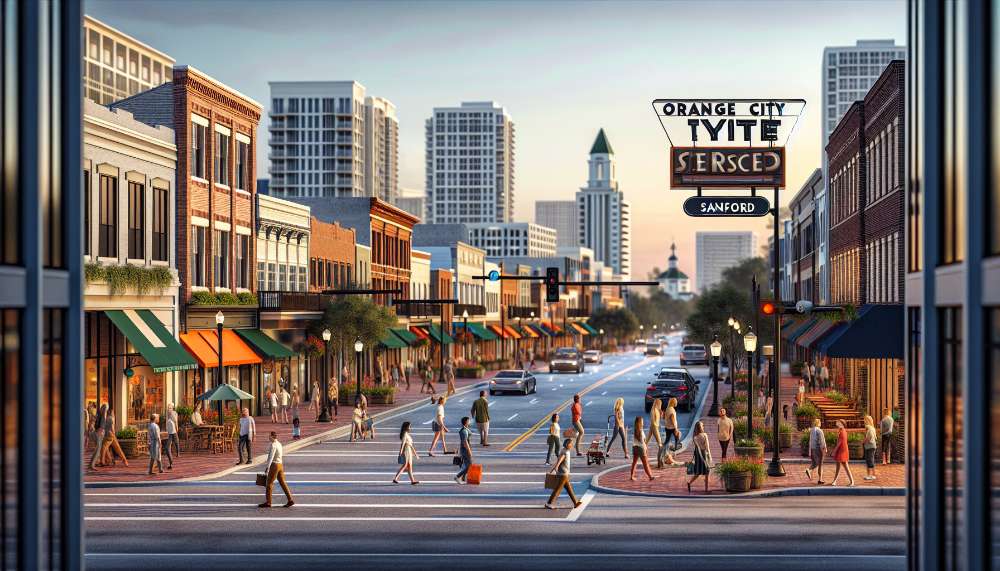 A vibrant street scene in Orange City Terrace