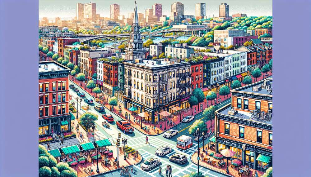 A vibrant street scene in South End