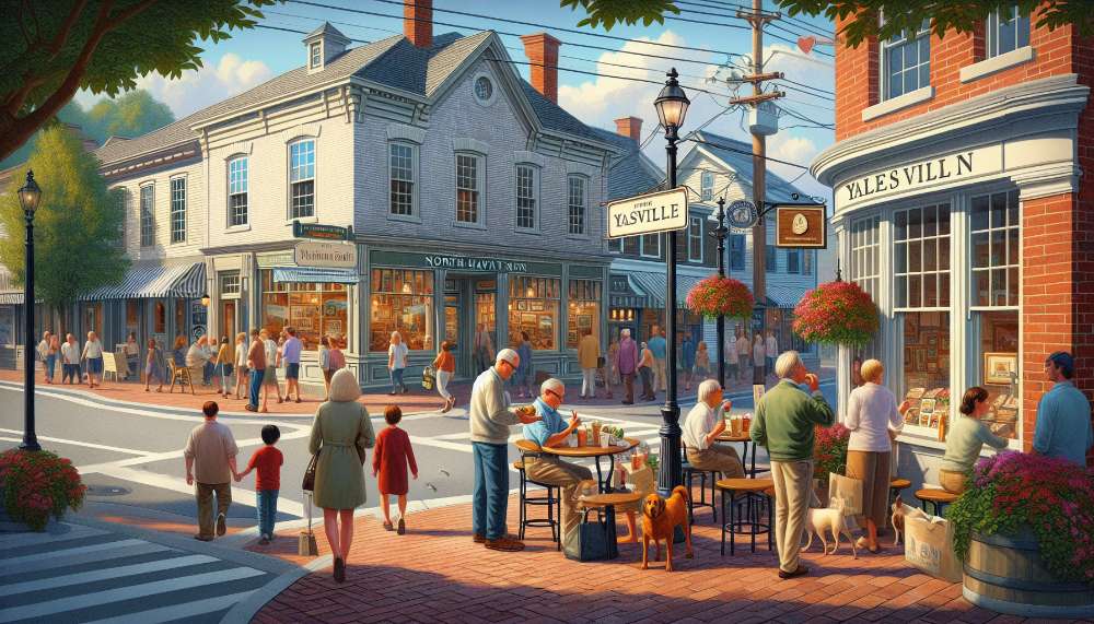 A vibrant street scene in Yalesville