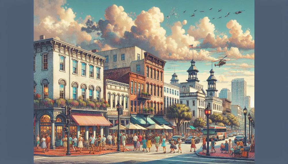 A vibrant street scene in South Carolina