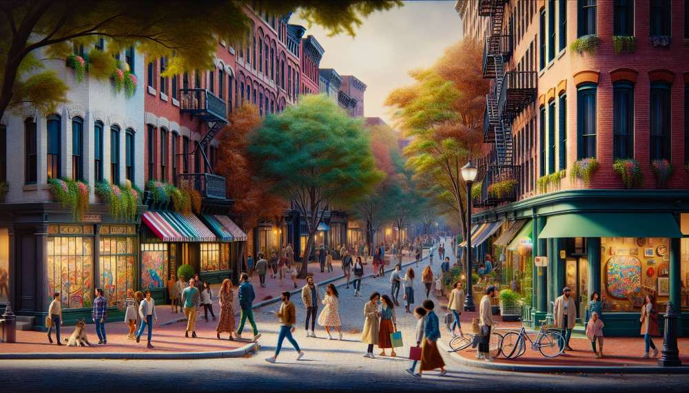 A vibrant street scene in Dorchester