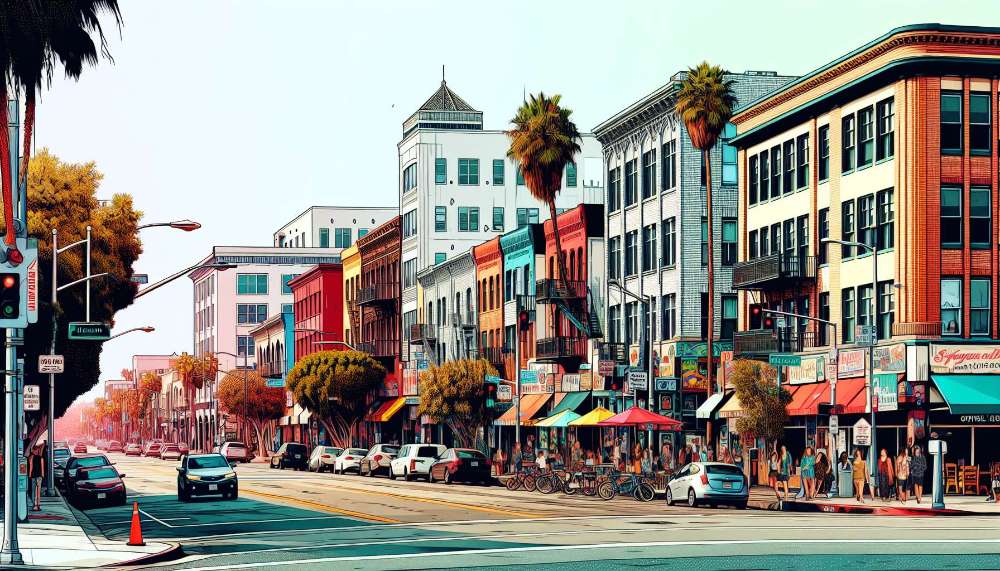 A vibrant street scene in Echo Park