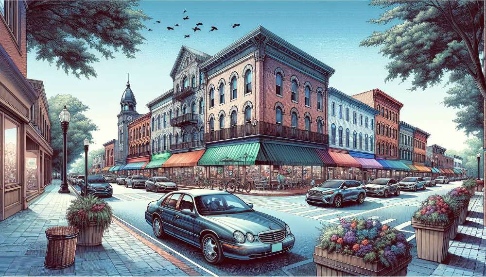 A vibrant street scene in New Canaan