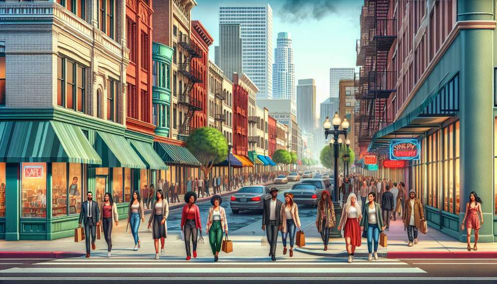 A vibrant street scene in Castle Heights