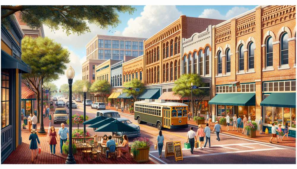 A vibrant street scene in Angleton