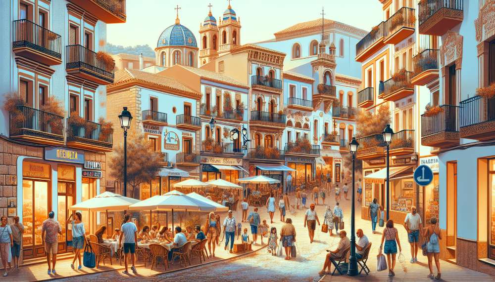 A vibrant street scene in Altea