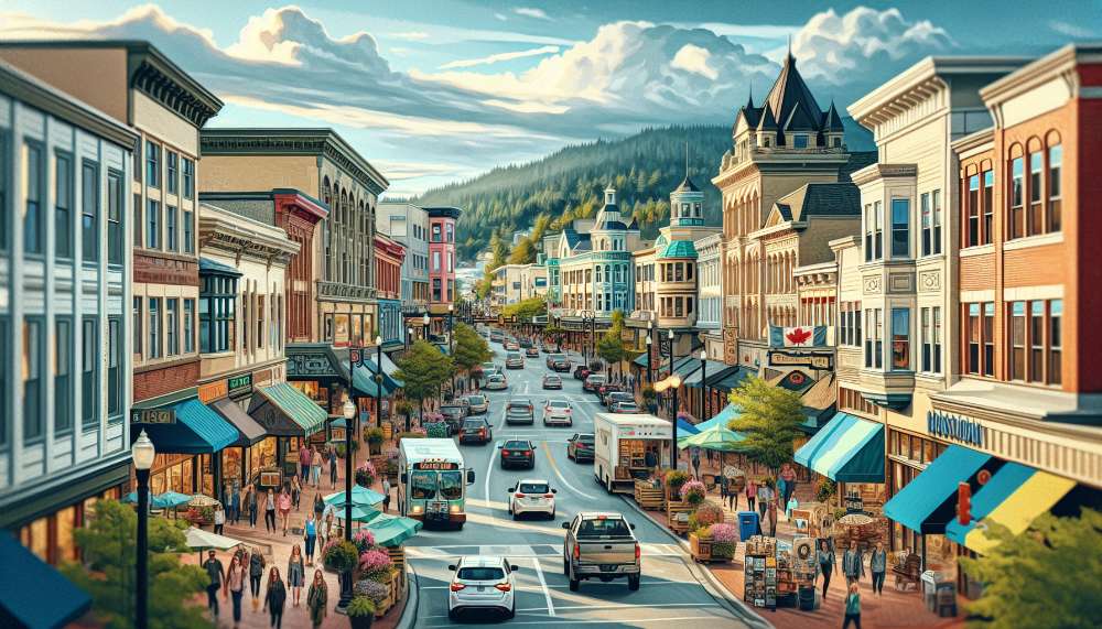 A vibrant street scene in Comox