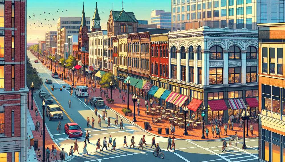 A vibrant street scene in Richmond