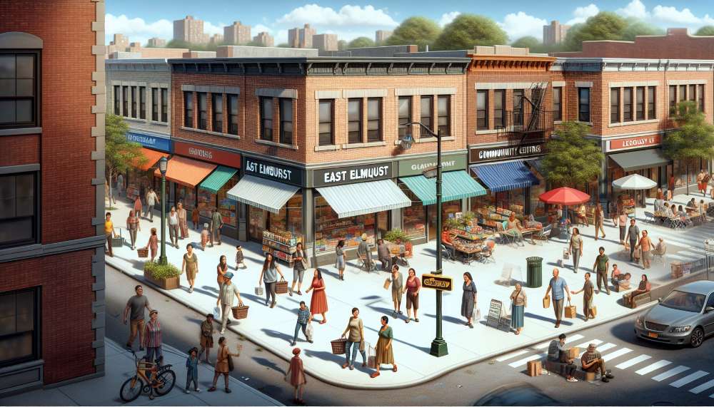 A vibrant street scene in East Elmhurst