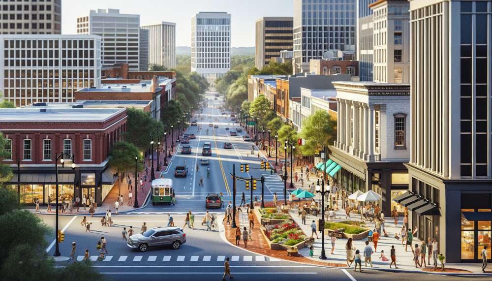 A vibrant street scene in Columbia