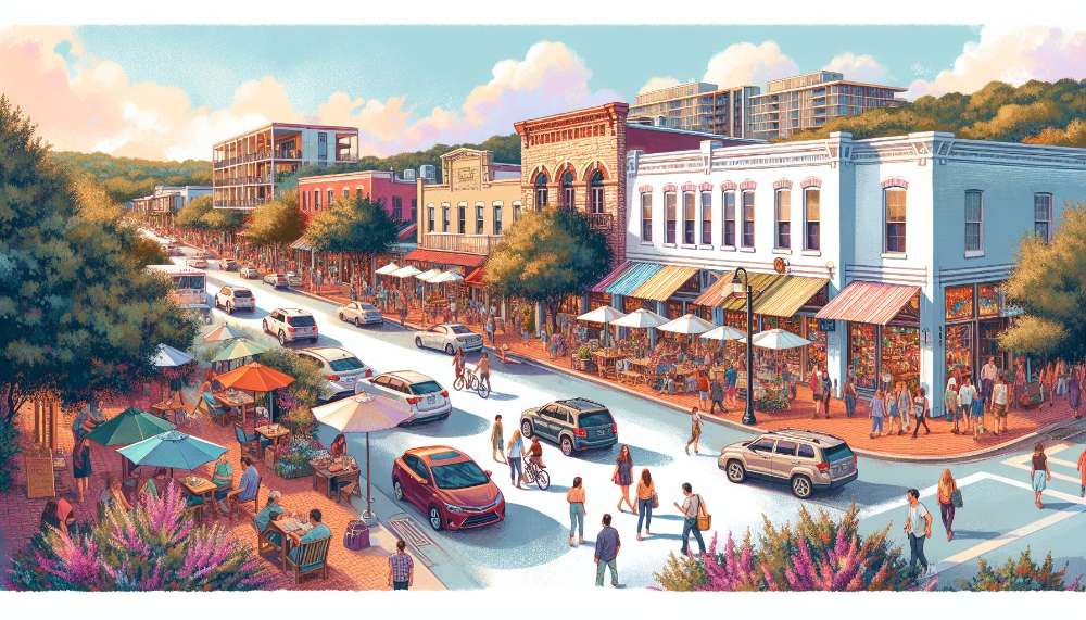 A vibrant street scene in Bouldin Creek