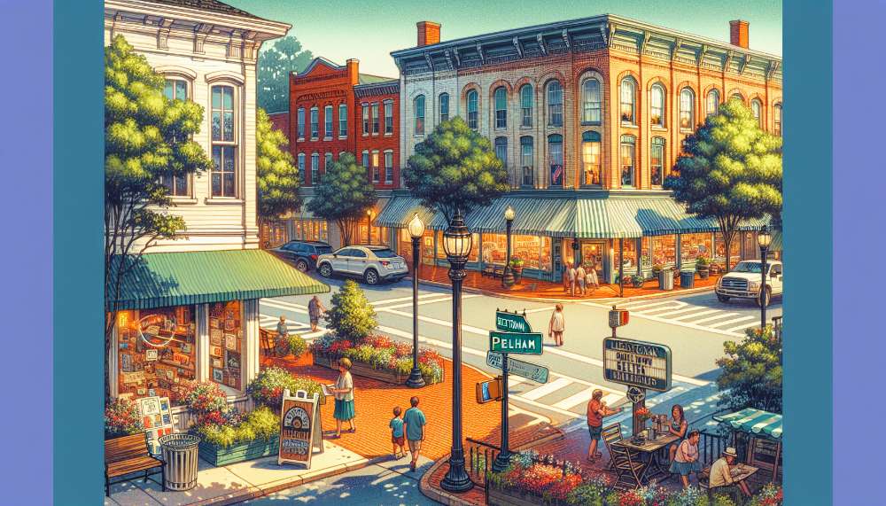 A vibrant street scene in Pelham