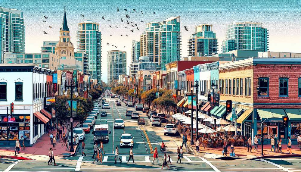 A vibrant street scene in North Park