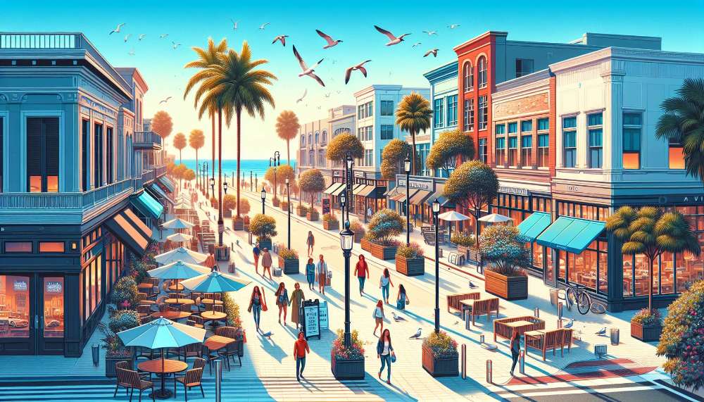 A vibrant street scene in College West