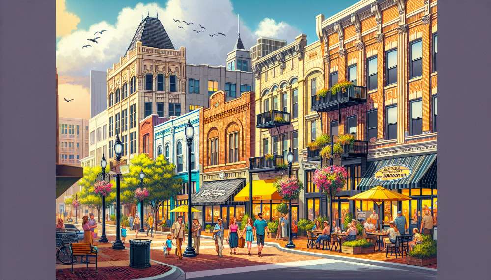 A vibrant street scene in Comotara Mainsgate Village